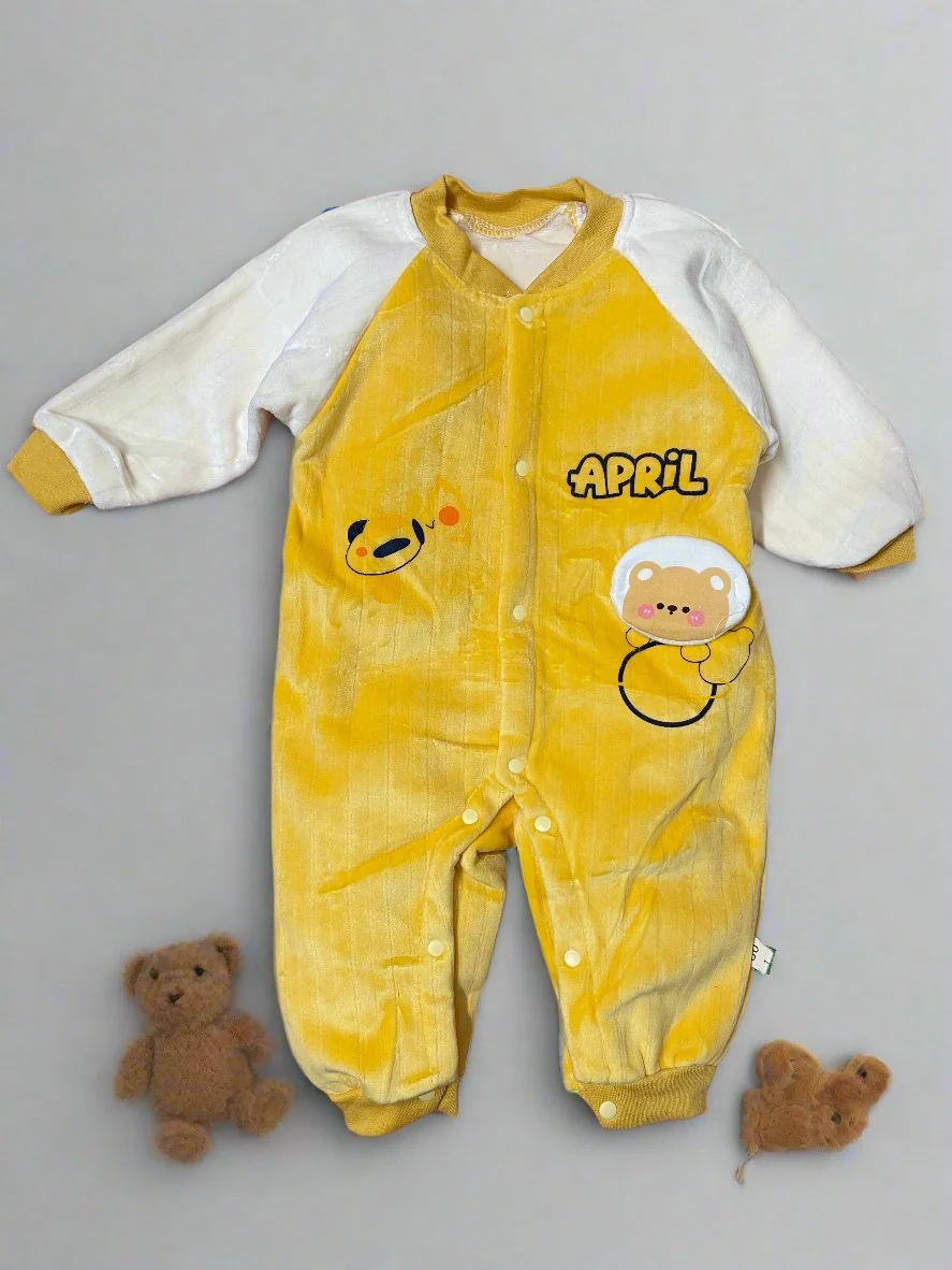 Adorable Yellow and White Baby Onesie Featuring Panda Design