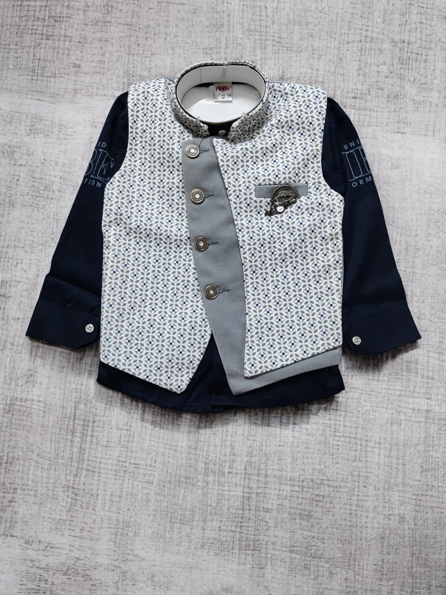 Boys' Formal Wear Set - Stylish 3-Piece Formal Wear with Printed Waistcoat for Birthday and Wedding