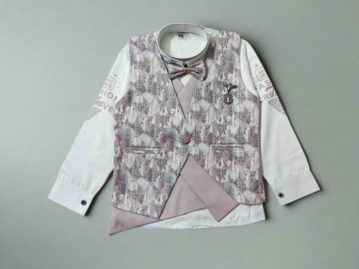 Boys Wedding Suit with Shirt, Coat, Pant, and Bow for Stylish Occasions