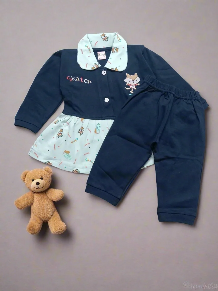 Charming Baby Frock Set and Pajama Set with Printed Details