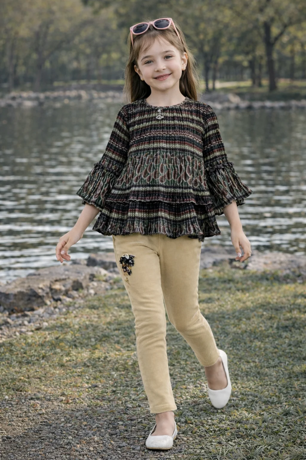 Multicolored Outfit Set for Girls - Charming Top and Jeans for Birthday and Wedding